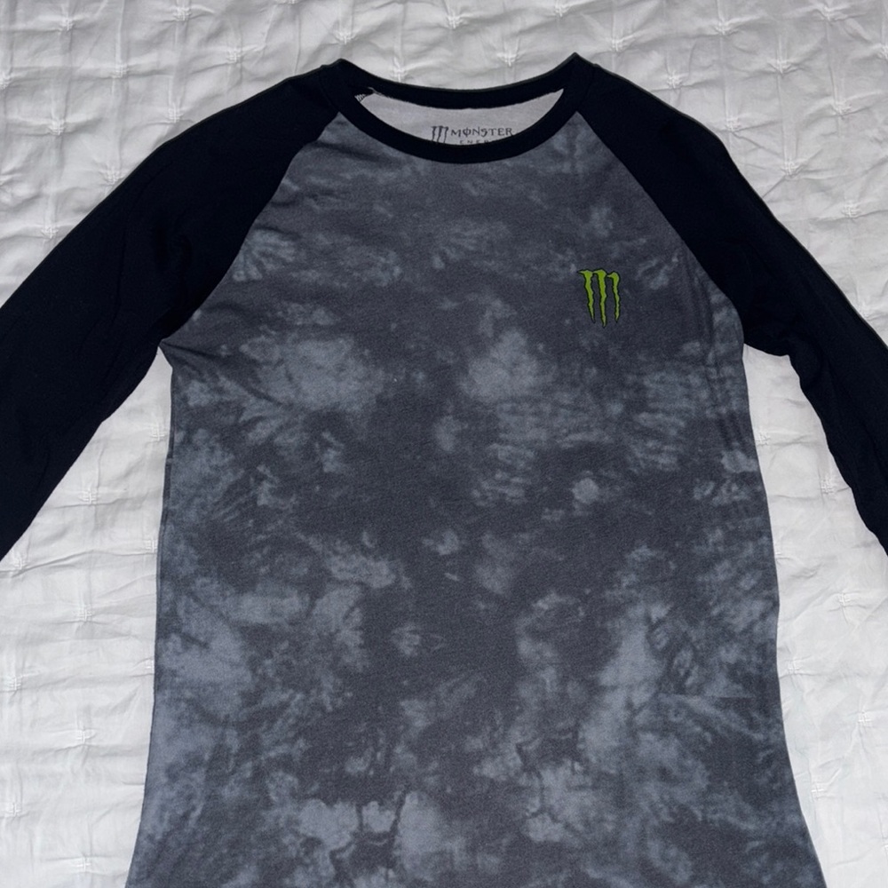 Monster Energy Gray and Black Tie Dye Baseball Style Shirt